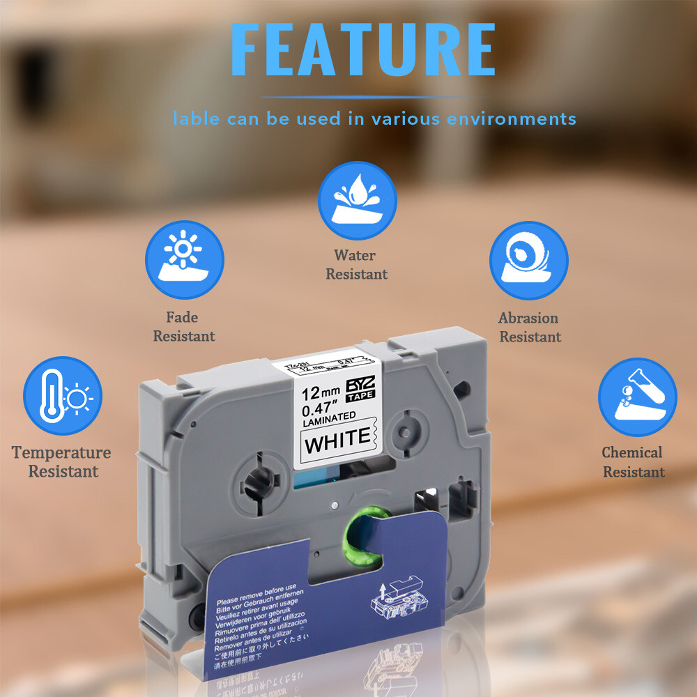 TZ-231 TZe-231 PT-D210 5PK For Brother P-Touch 12mm Label Maker Tape White 1/2"