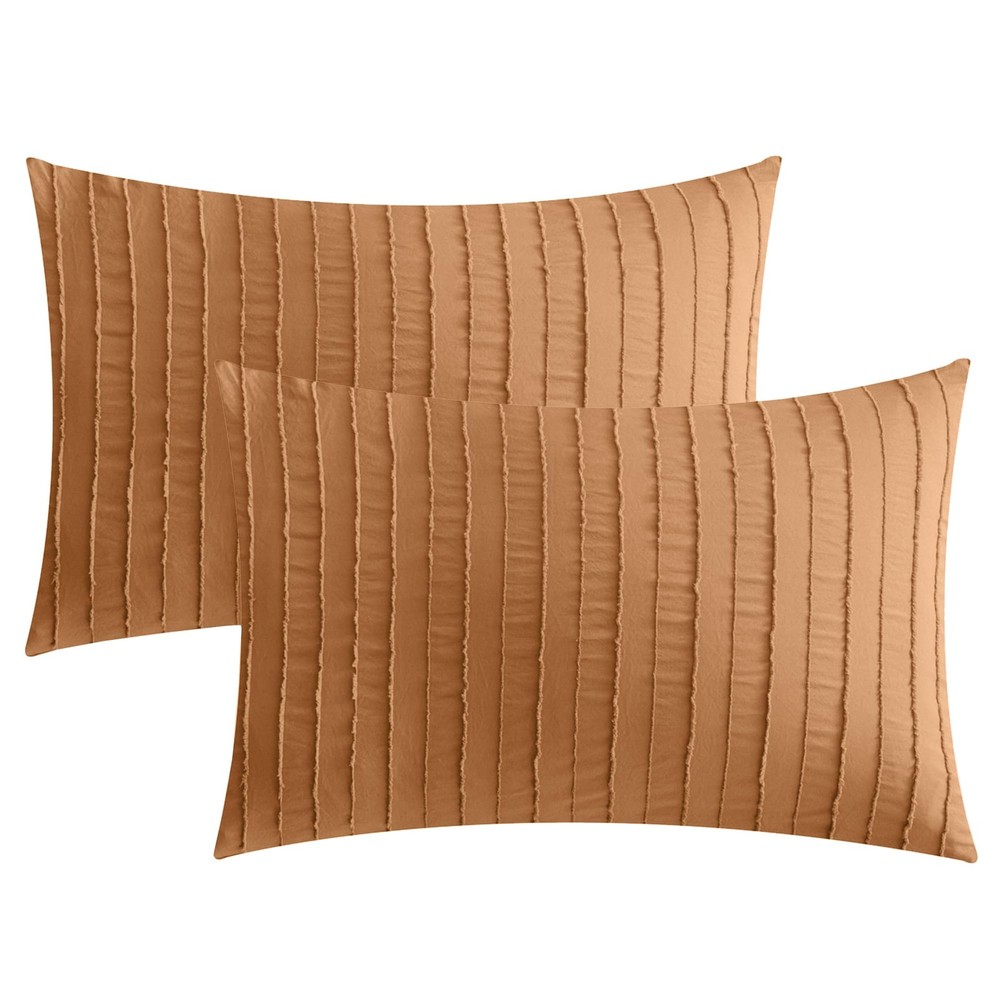 Pillowcases King Size Rust 2 Pack Boho Striped Bed Pillow Covers 20x36in Poly...
