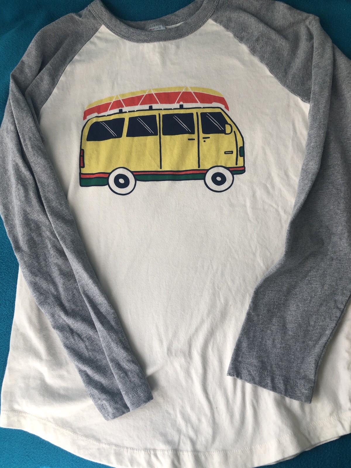 Hanna Andersson 150 White Top Gray Long Sleeves And Beach Van Graphic. Soft!