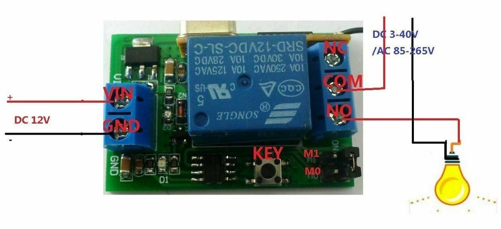 1 PCS CE033C DC 12V 315MHz Relay Wireless RF delay time Switch On off Switch