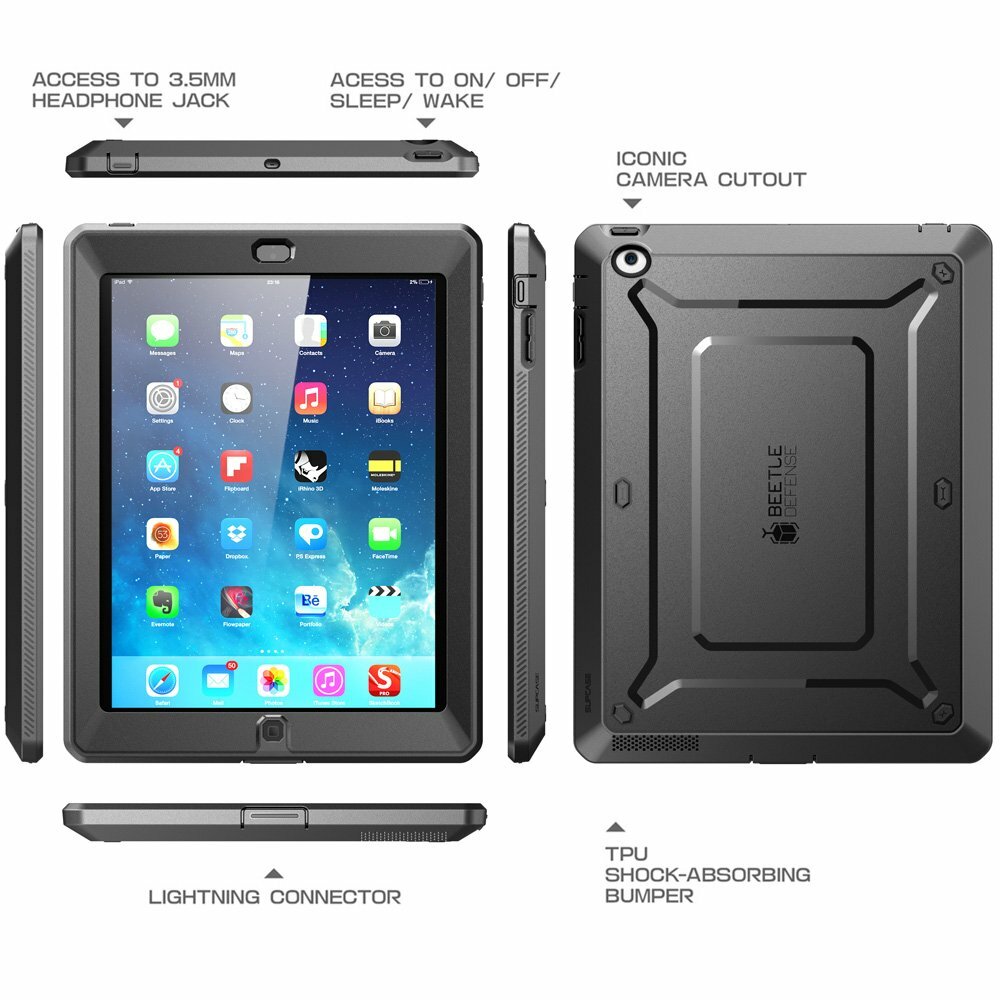 For iPad 2 Case, SUPCASE UB PRO Full-Body Protective Cover with Screen Protector