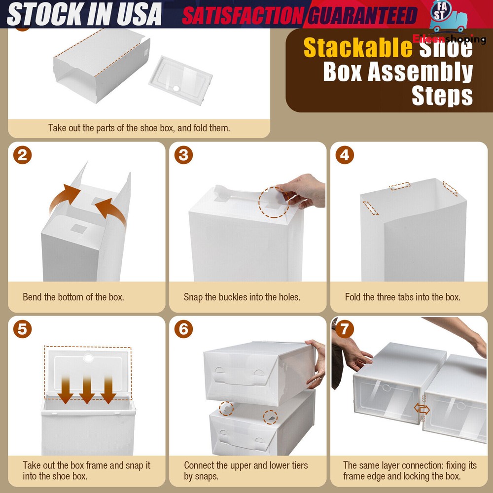 24 Pcs Foldable Shoe Storage Box Case Sneaker Container Stackable Organizer NEW