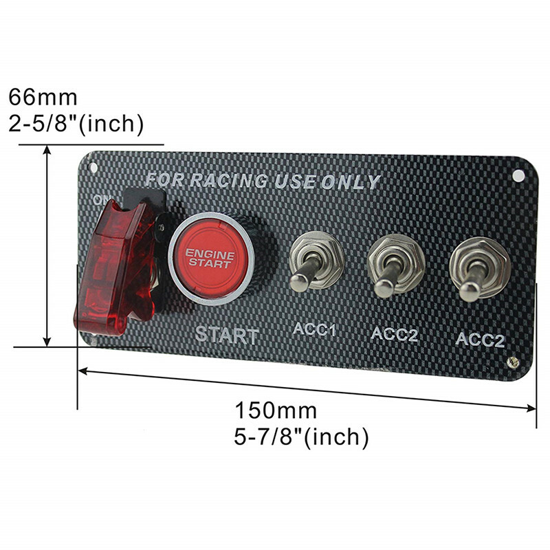 Car Red Button Racing Toggle Panel Racing 12V Ignition Button Engine Start Push