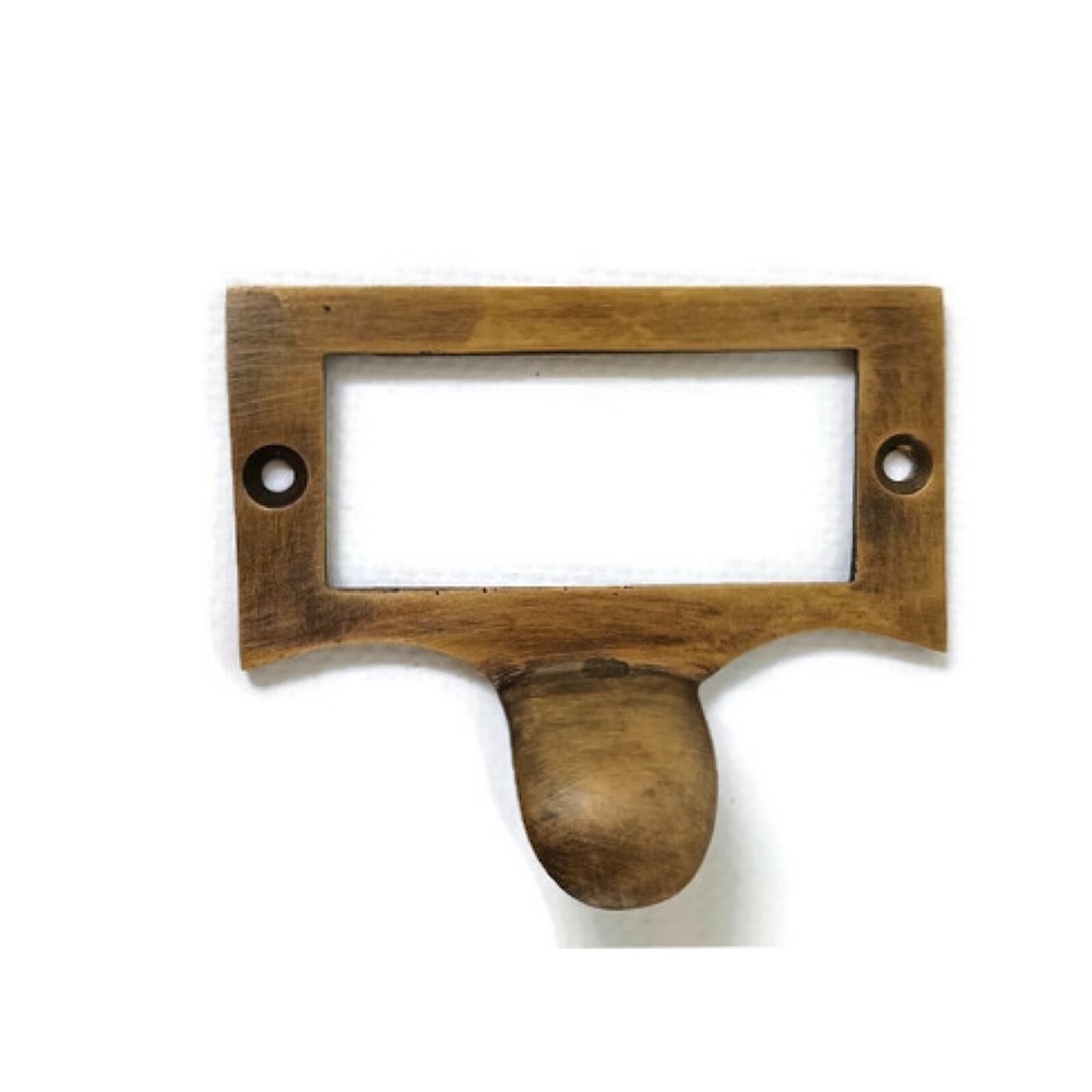 solid brass Small card frame holder Square pull finger Solid Brass 6 cm Knob