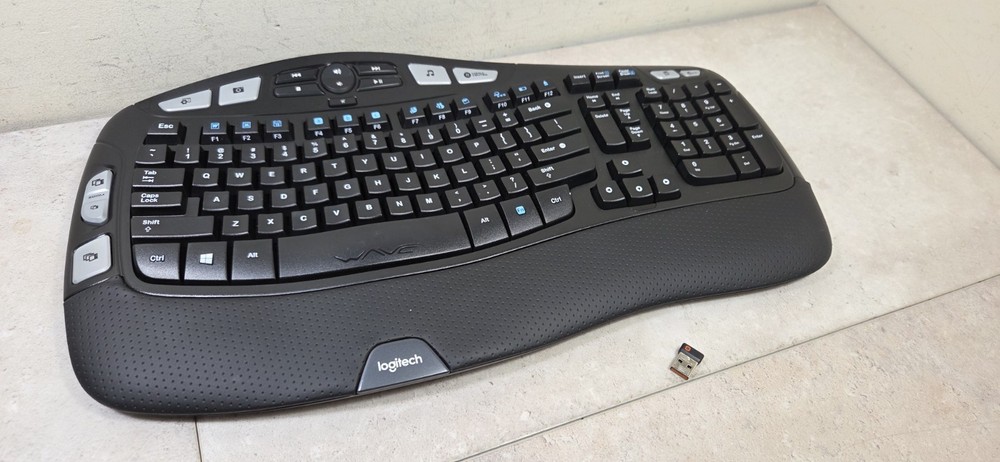 Logitech K350  Wave Ergonomic Wireless Keyboard with Unifying USB  Dongle