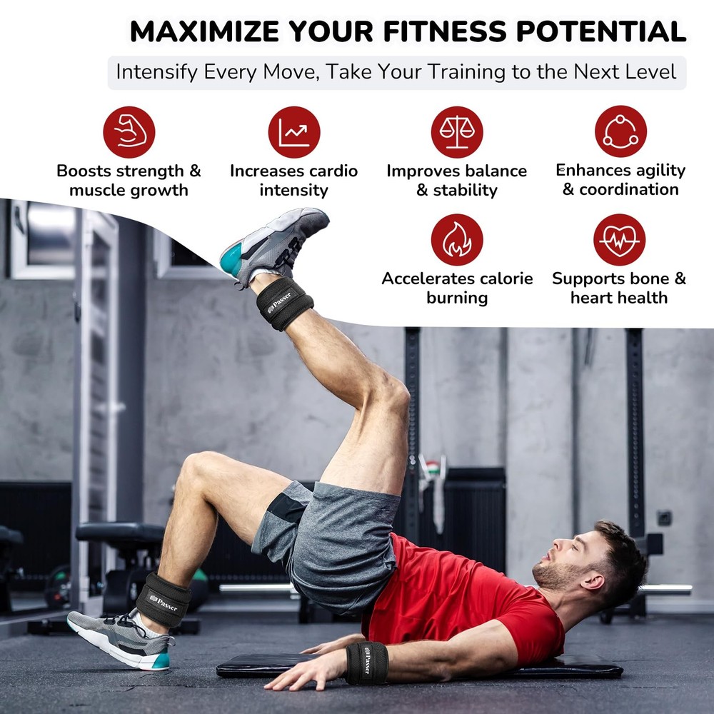 Wrist & Ankle Weights Set for Men (2/4/6/10 lbs Pair), Adjustable Strap, Leg ...