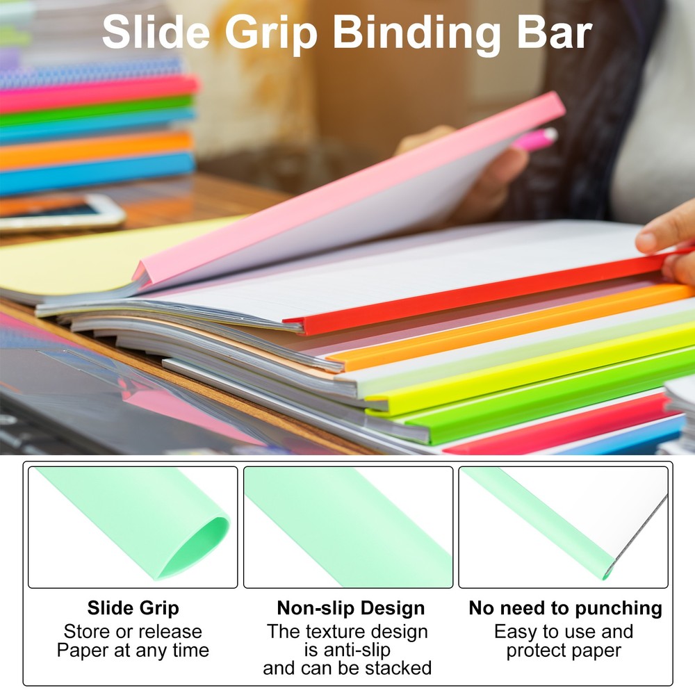 20Pcs 13x8mm Binding Bars, 50 Sheets Capacity, Green