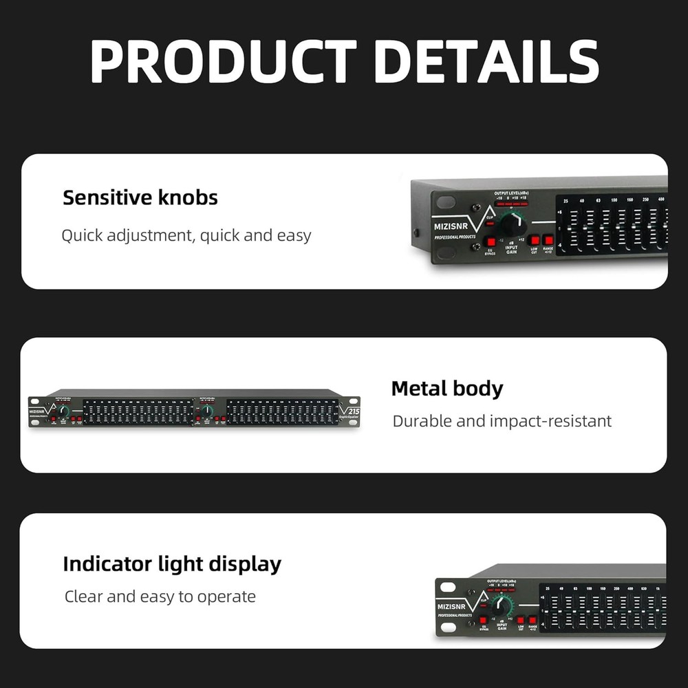 Professional DJ Stereo Graphic Equalizer, 15-Band EQ