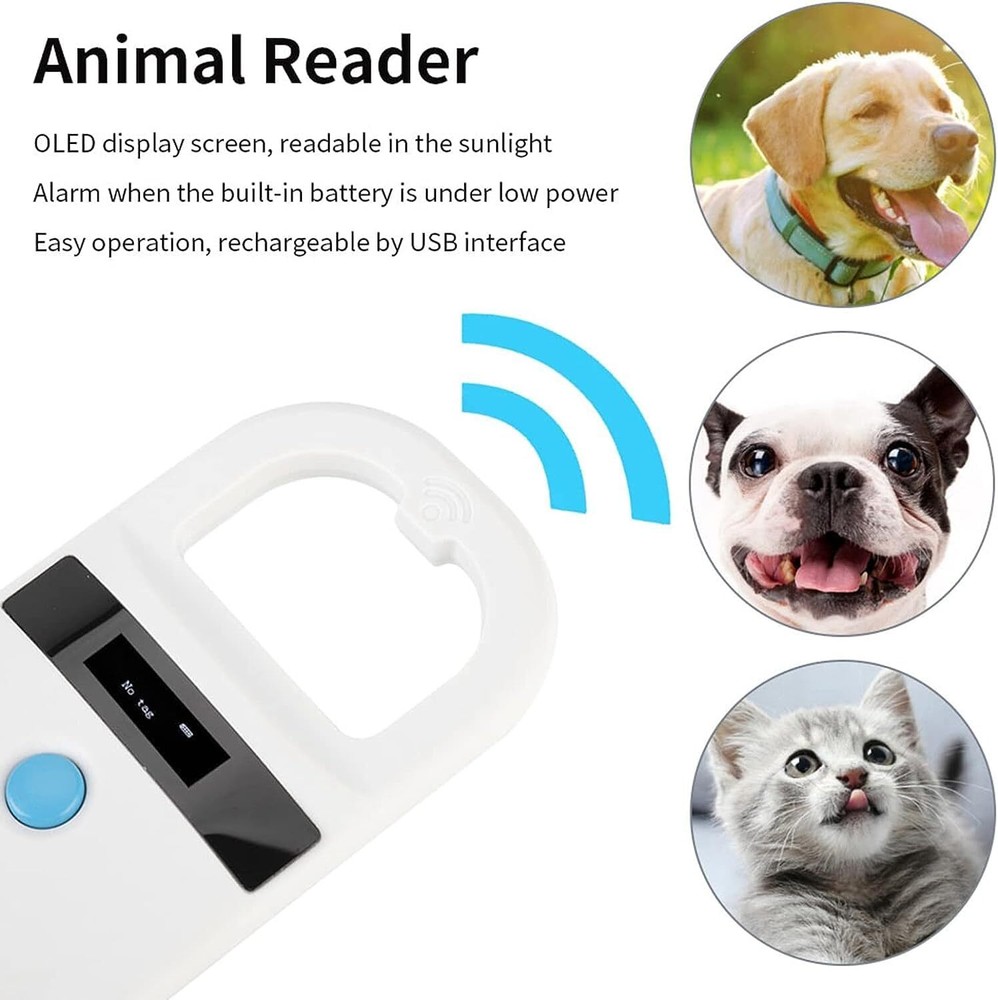 Microchip Reader Rechargeable Pet RFID EMID Micro Chip Reader Scanner 134.2kH...