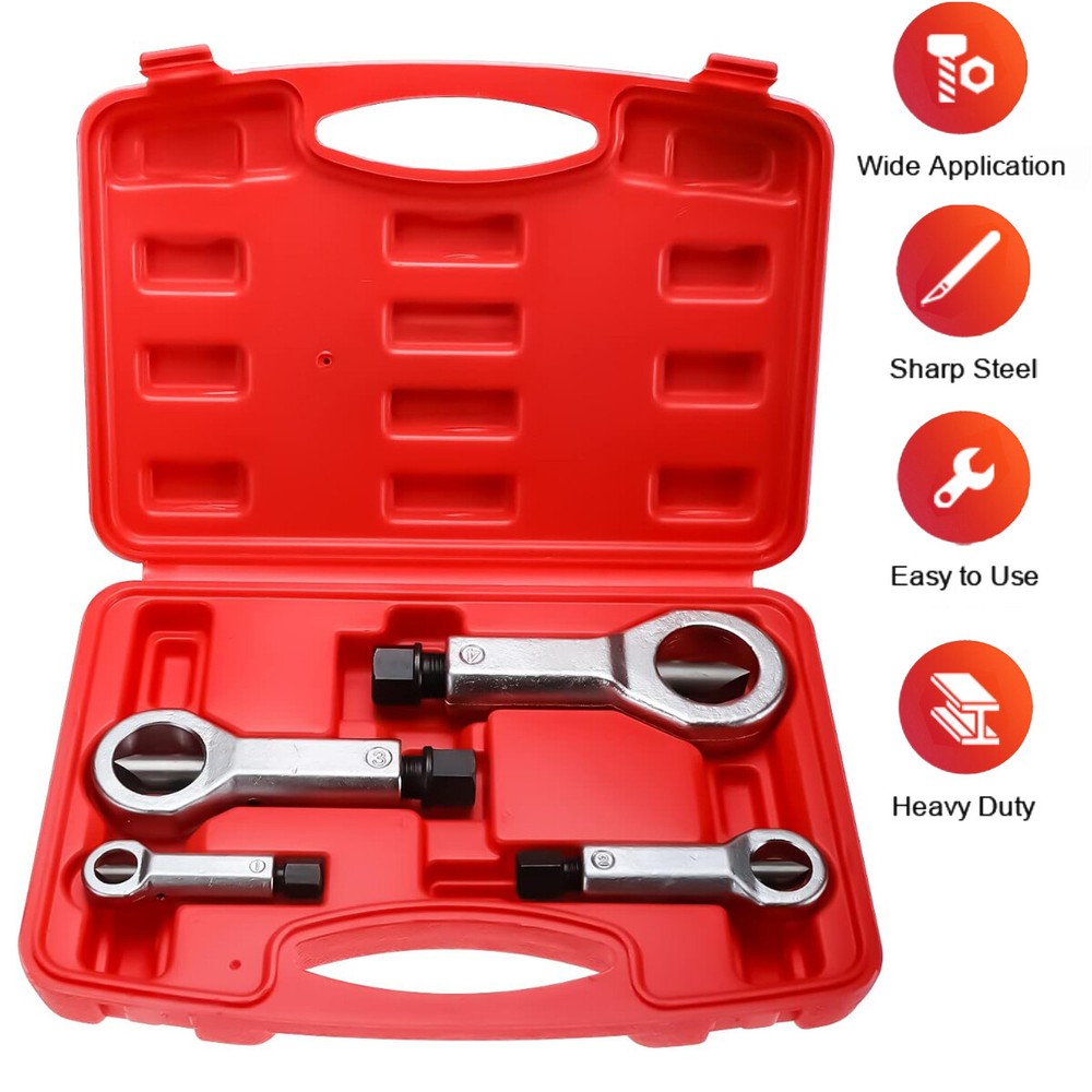 4pcs Nut Splitter Tool Broken Damaged Stuck Remover Puller Corroded Split Set 40