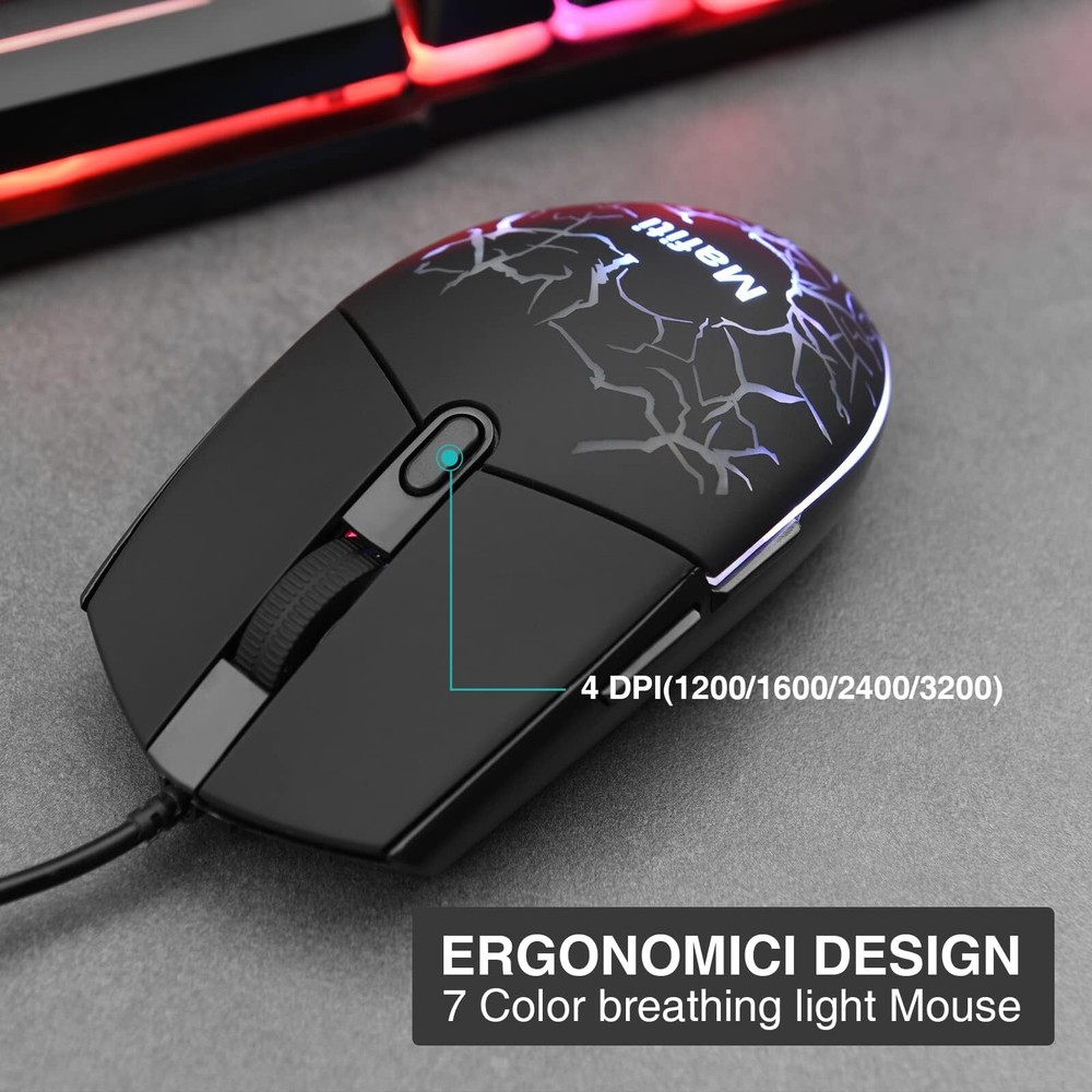 RK101 Computer Keyboard Mouse Combo Wired RGB Backlit USB Keyboard for PC Mac...