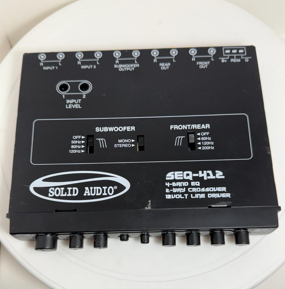 Solid Audio SEQ-412 4-Band EQ 2-Way Crossover 12V Line Driver