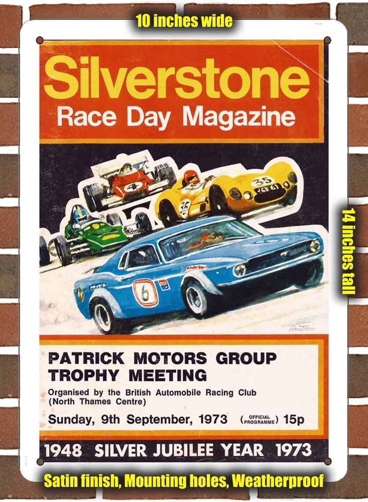 Metal Sign - 1973 Silverstone Circuit Racing Program - 10x14 inches