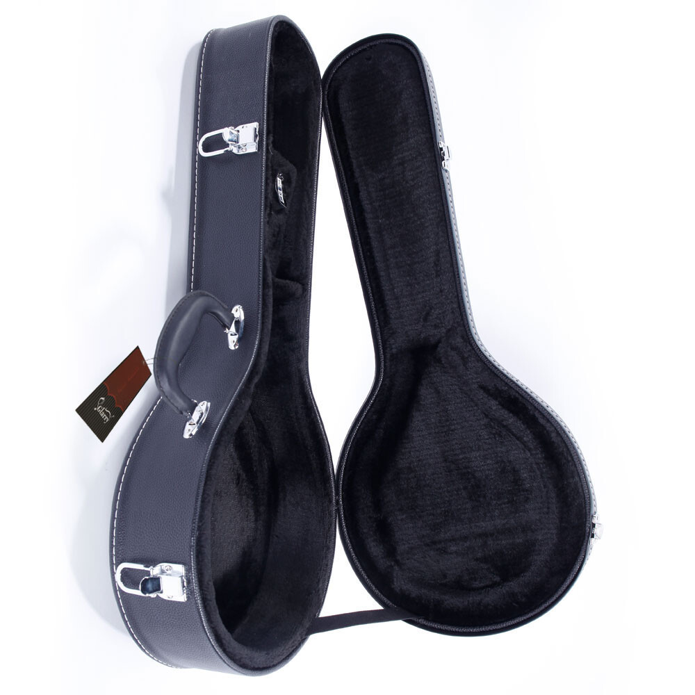 Hardshell A-Style Microgroove Pattern Leather Wood Mandolin Case Black