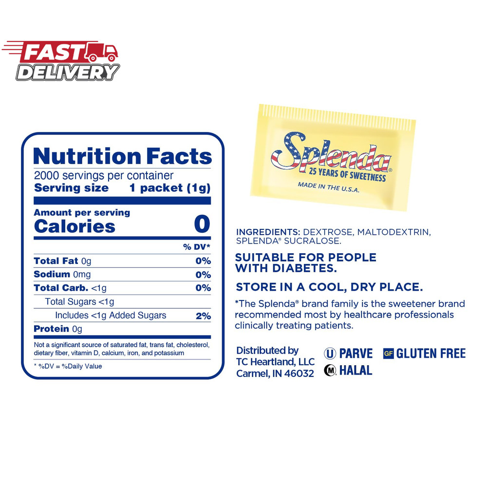 SPLENDA Zero Calorie Sweetener, 2000 Count Packets