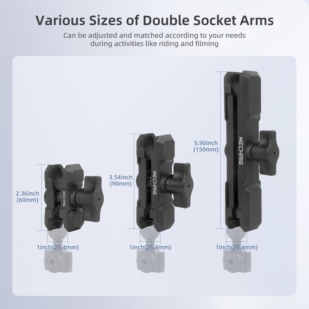 Mechrig Double Socket Arm,Extension Arm Compatible Large socket arm, Black