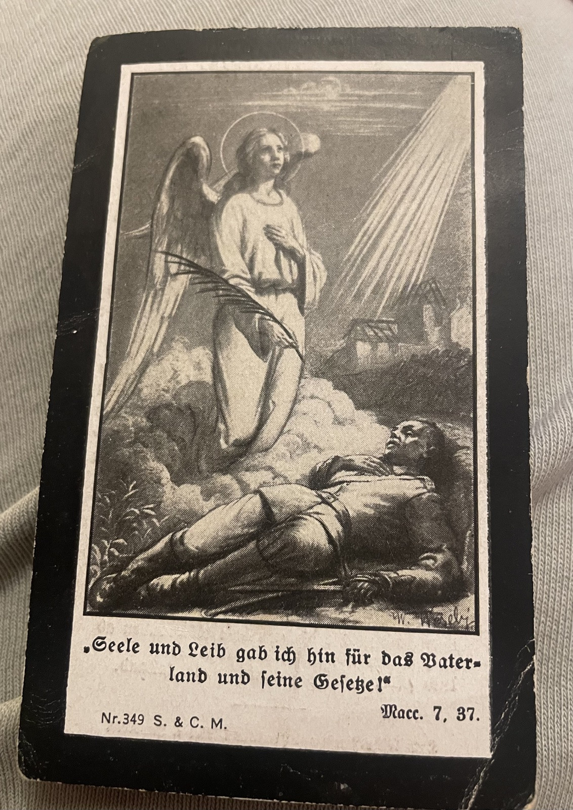 WW1 German Death Memorial Card Illois Fraufcher 26 September 1917