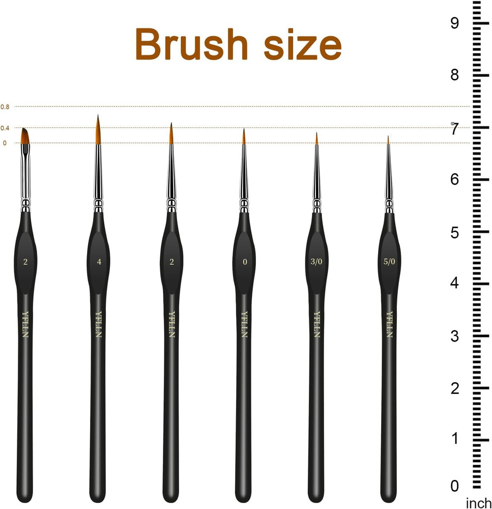 6Pcs Miniature Paint Brushes Set with Triangular Handles - for Acrylics, Oils, W