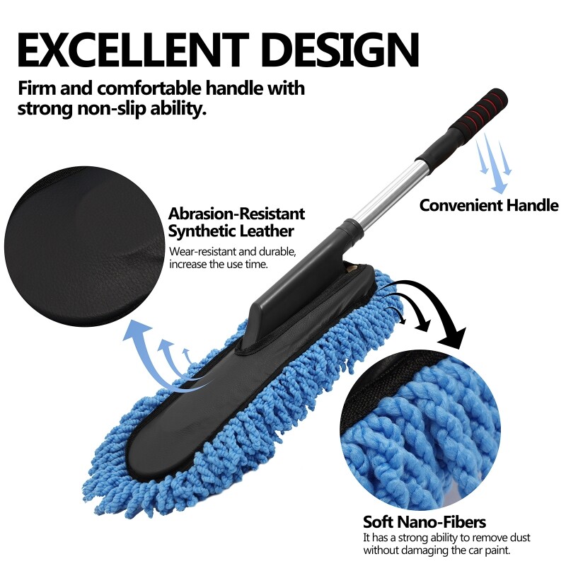Soft Microfiber Car Duster Exterior Scratch Free Multipurpose Car Cleaning Tool