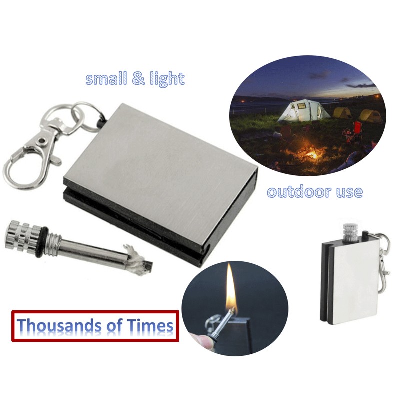 5 Windproof Permanent Match Metal Kerosene Lighter Portable Fire-making Stick