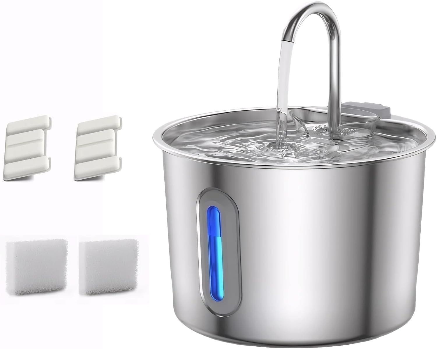 Automatic Cat Water Fountain, 2.2L/75oz Stainless Steel Pet Drinking Dispenser