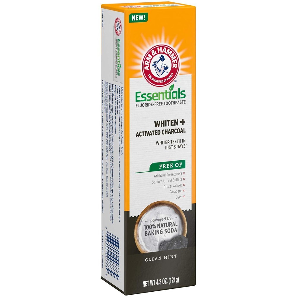ARM & HAMMER Essentials Fluoride-Free Toothpaste Whiten + Activated Charcoal-4 P