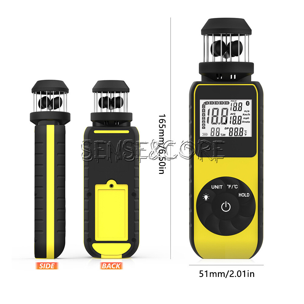 Digital Cup Anemometer Compass Measure Wind Speed Temperature 360°w/Backlight-