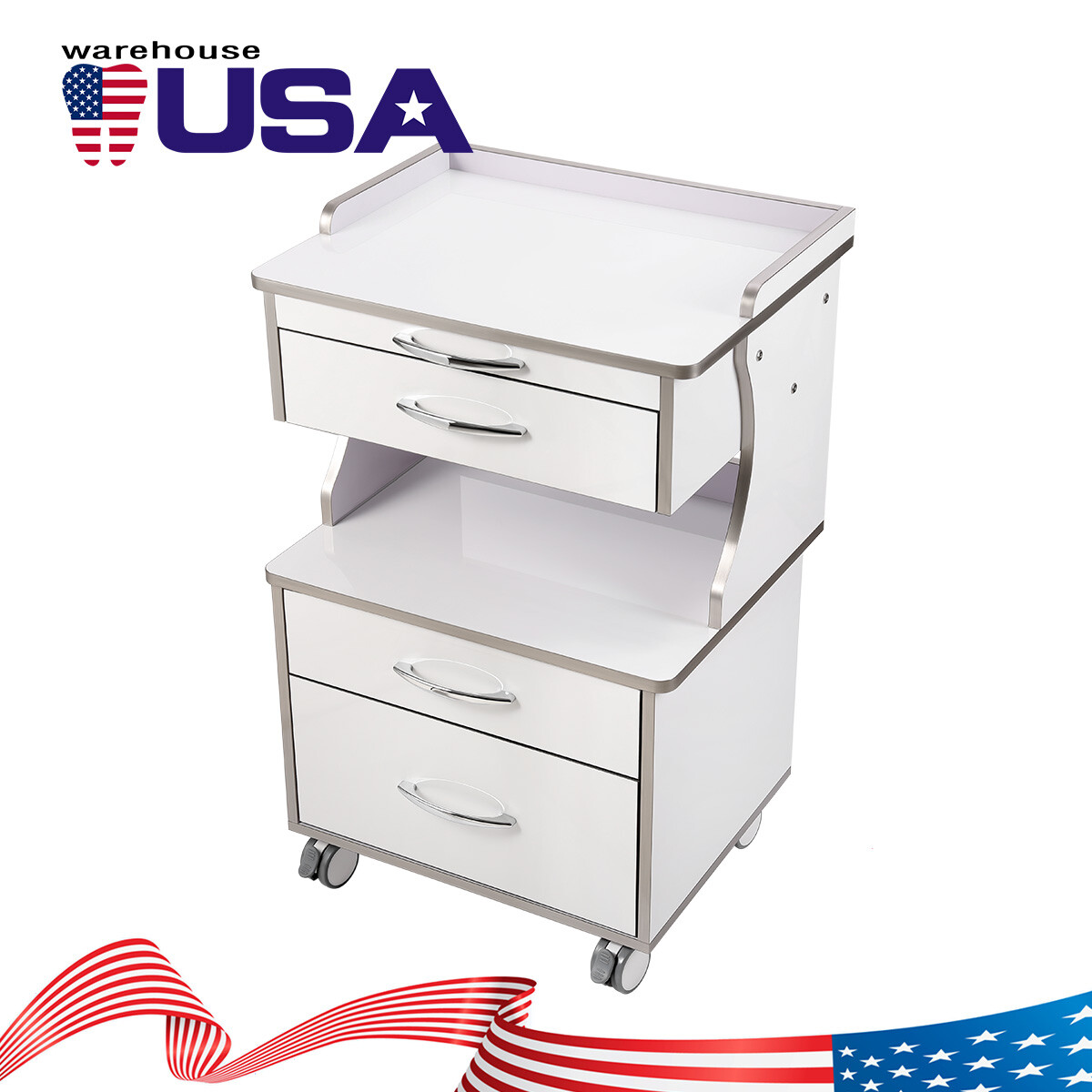 Carro Trolley Dental Móvil Médico con 3/4/5 Cajones Ruedas 360° Gabinete Rodante