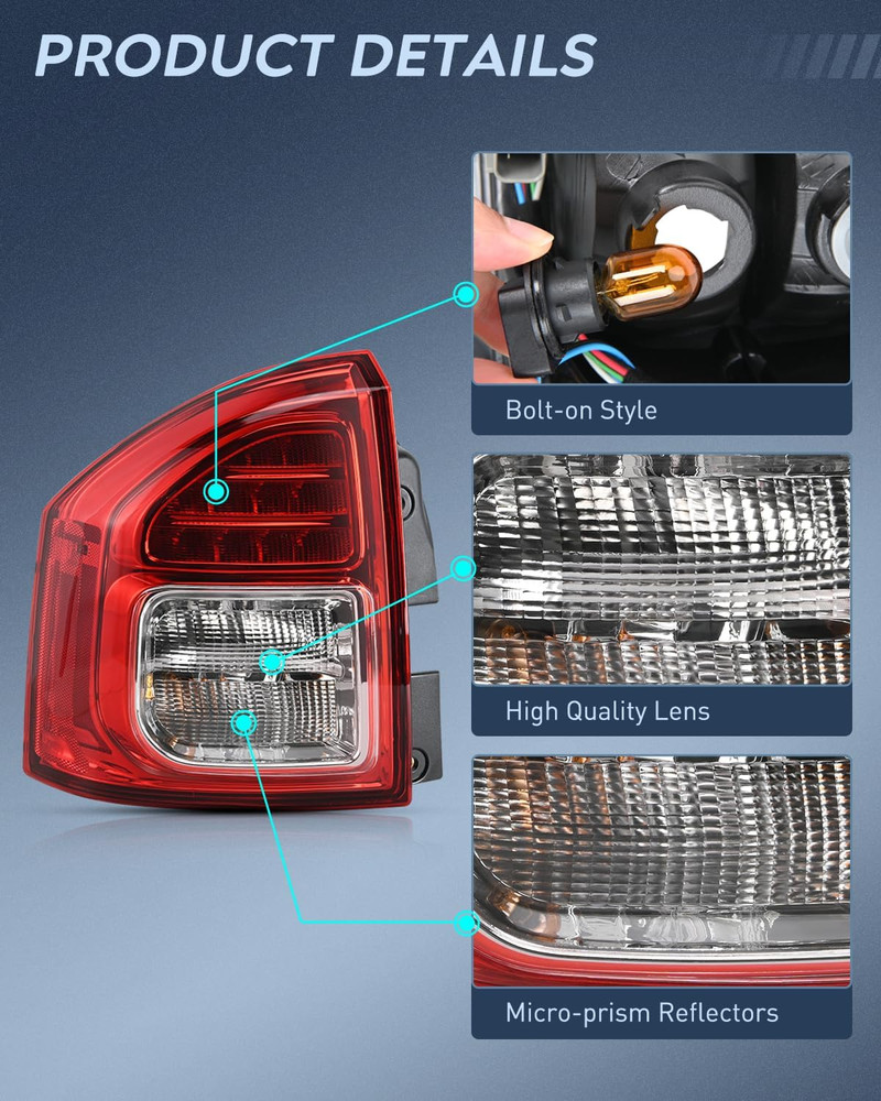 Taillight Assembly Compatible with 2011 2012 2013 Jeep Compass Tail Light OE Sty