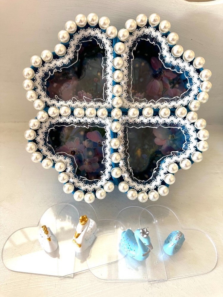 四叶草🍀 天鹅湖🦢 大爱心❤️ 首饰盒/收纳盒100%纯手工苞芯棉制作