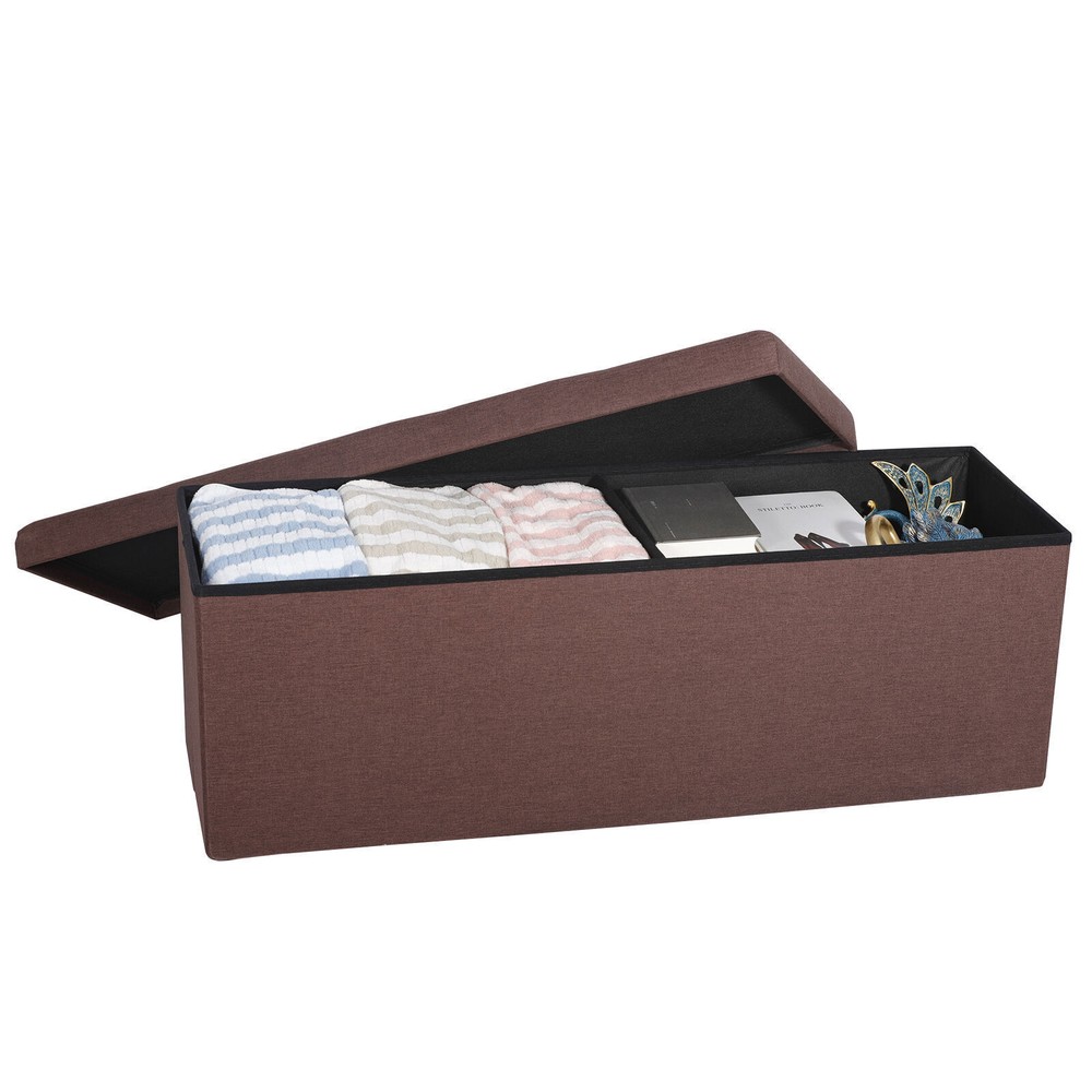 43" Folding Storage Ottoman Bench Storage Chest Soft Footrest Stool Spacious