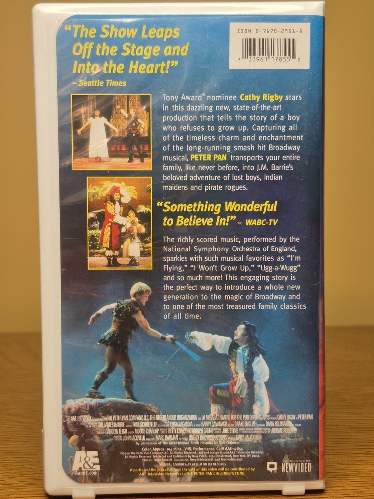 Peter Pan Cathy Rigby VHS 2000 Vintage