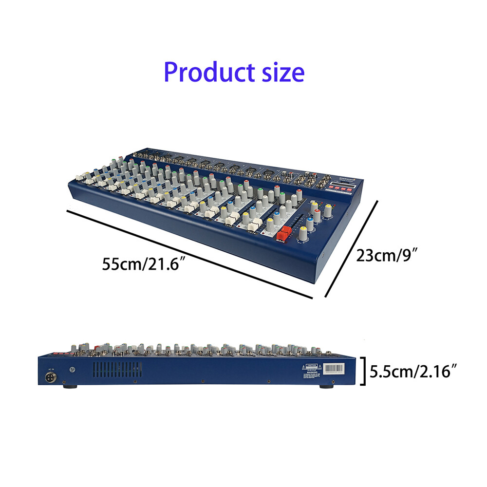14 Channel Live Audio Mixer Effects Processor Studio Mixing Console Pro DJ Mixer