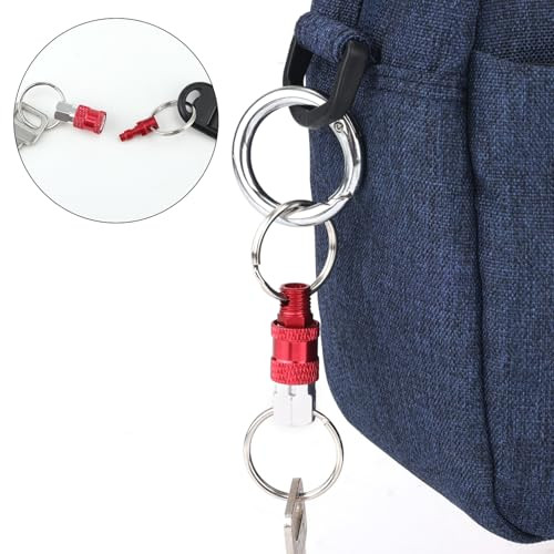 4 Pack Quick Release Keychain, Aluminum Pull Apart Detachable Red and Silver