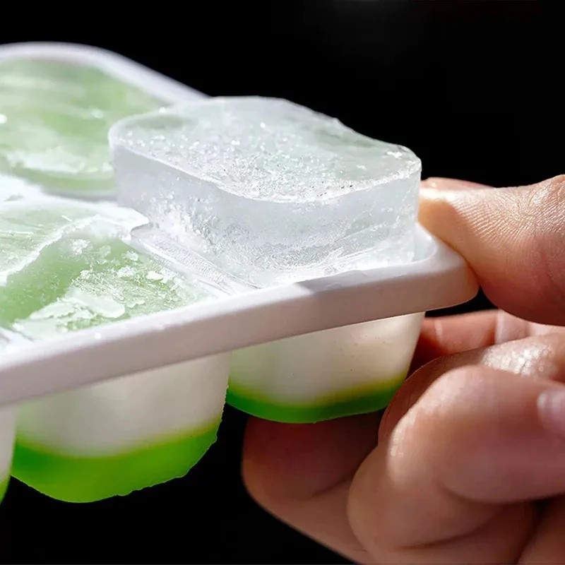 Ice Cube Tray, 4 Pack Silicone Ice Tray, 14 Ice Cube Molds with Lids, Stackable