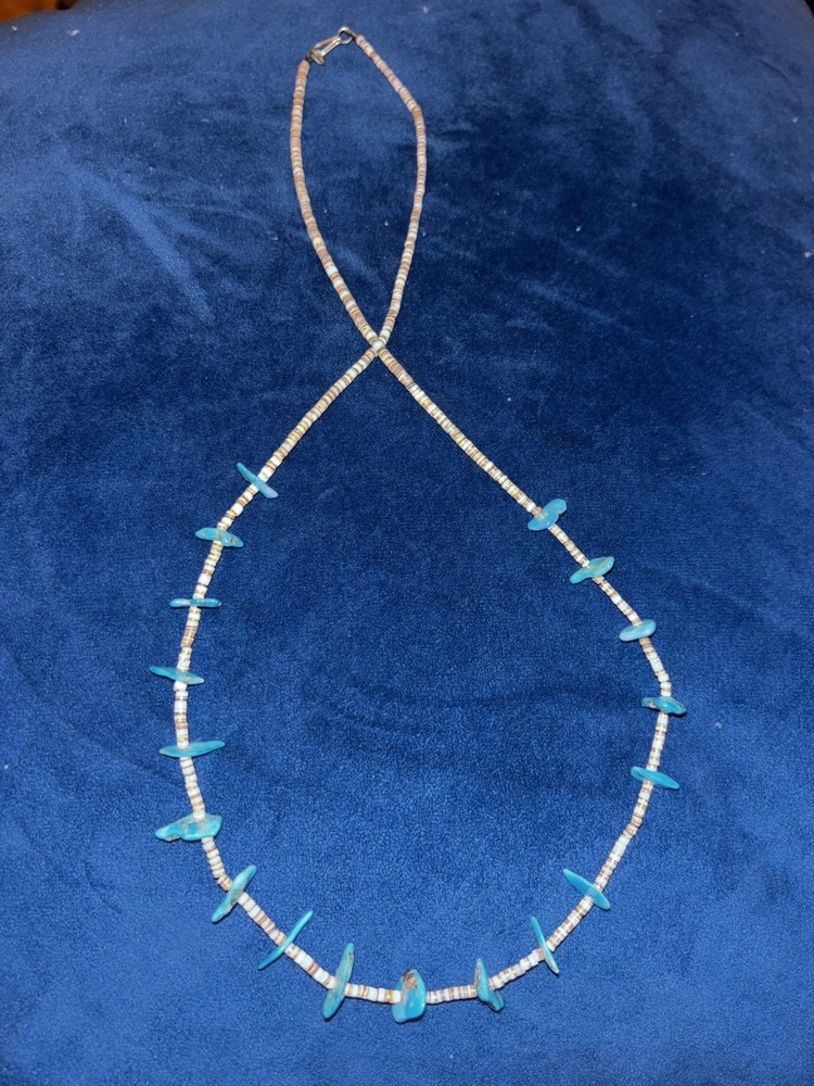 turquoise and shell handmade necklace