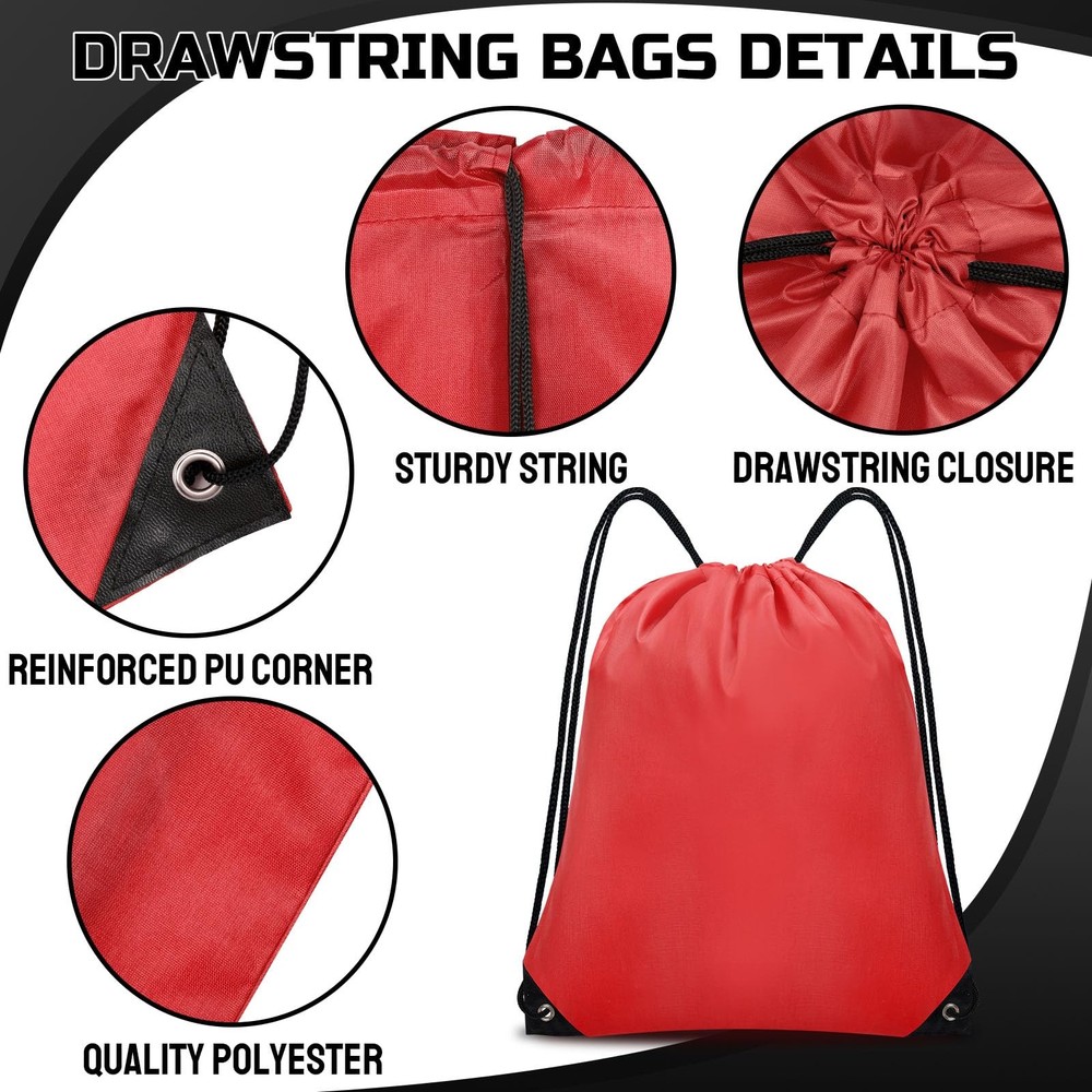 Grneric Drawstring Backpack Bulk 6 PCS, 16.5" x 13.3", Multicolor