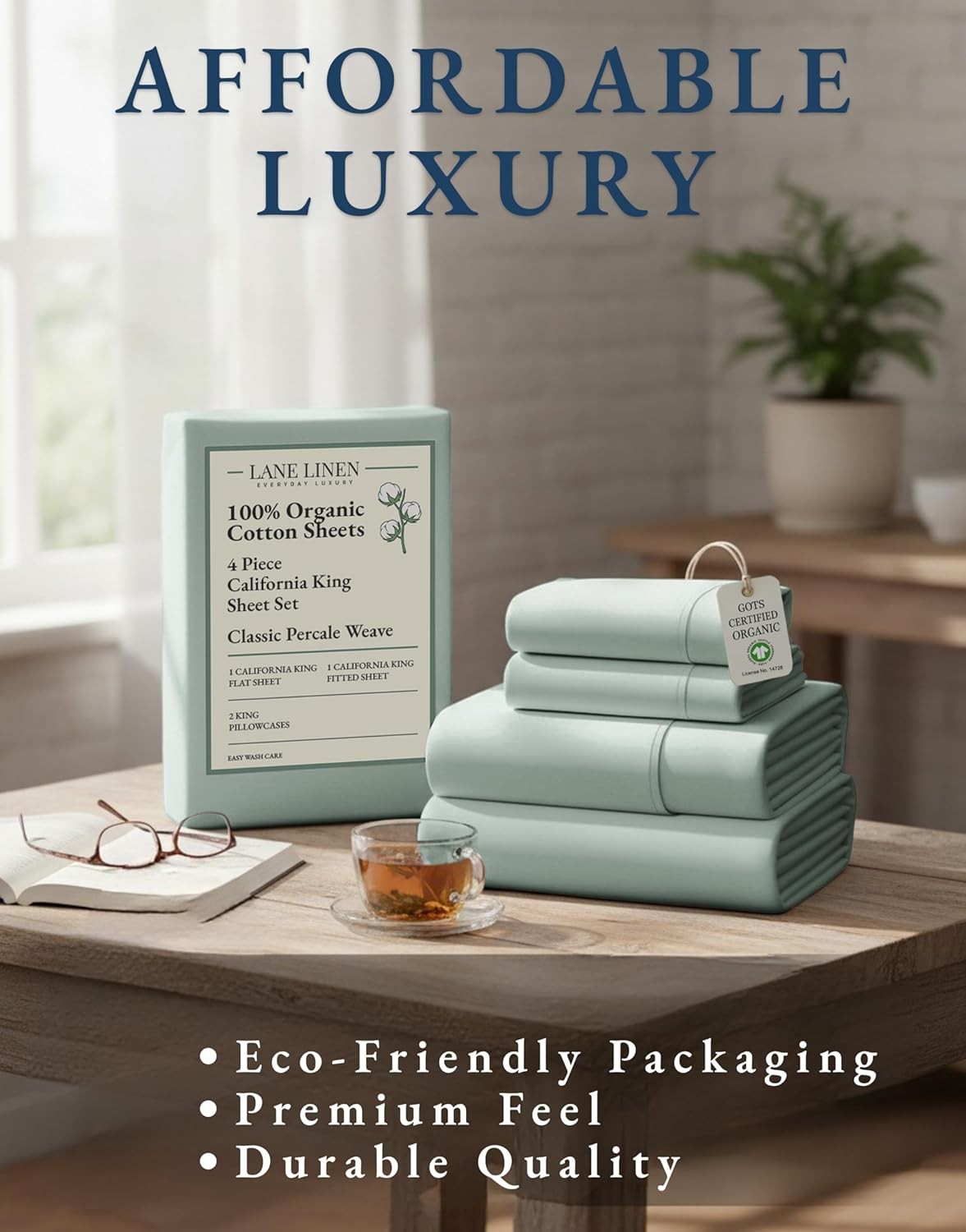 100% Organic Cotton California King Bedding Set