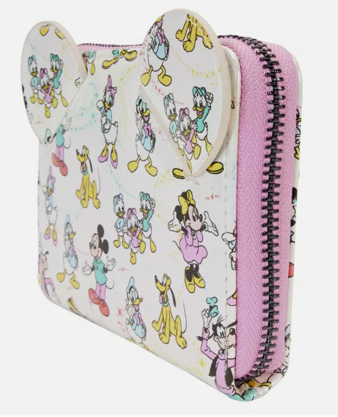 Loungefly Zip Around Wallet Mickey & Friends All Over Print Iridescent Minnie