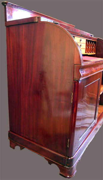 AMERICAN CLASSICAL CYLINDER DESK Signed J.W. Meeks
