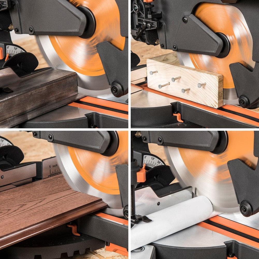 Evolution R255SMS+: Single Bevel Sliding Miter Saw With 10 in. Multi-Material Cu