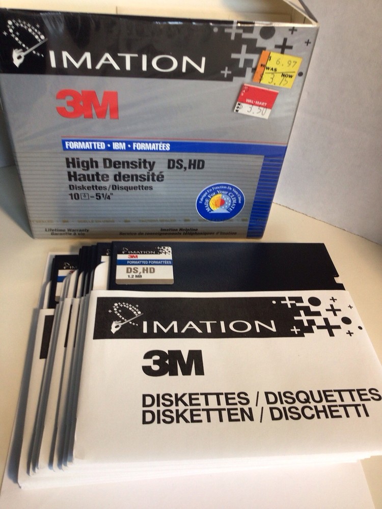 Imation 3M High Density DS HD Diskettes 10- 5 1/4” Open Box