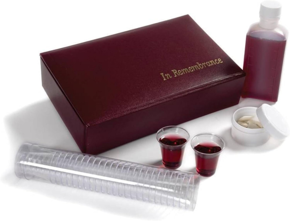 Portable Communion Set, Maroon, 25 Cups