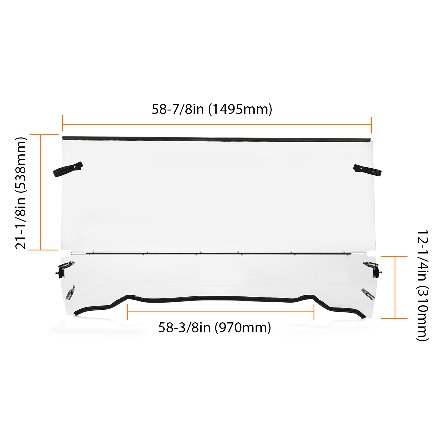HECASA Full Folding Windshield For Polaris 2006-2008 Ranger 500 4X4 ,700 XP 4X4