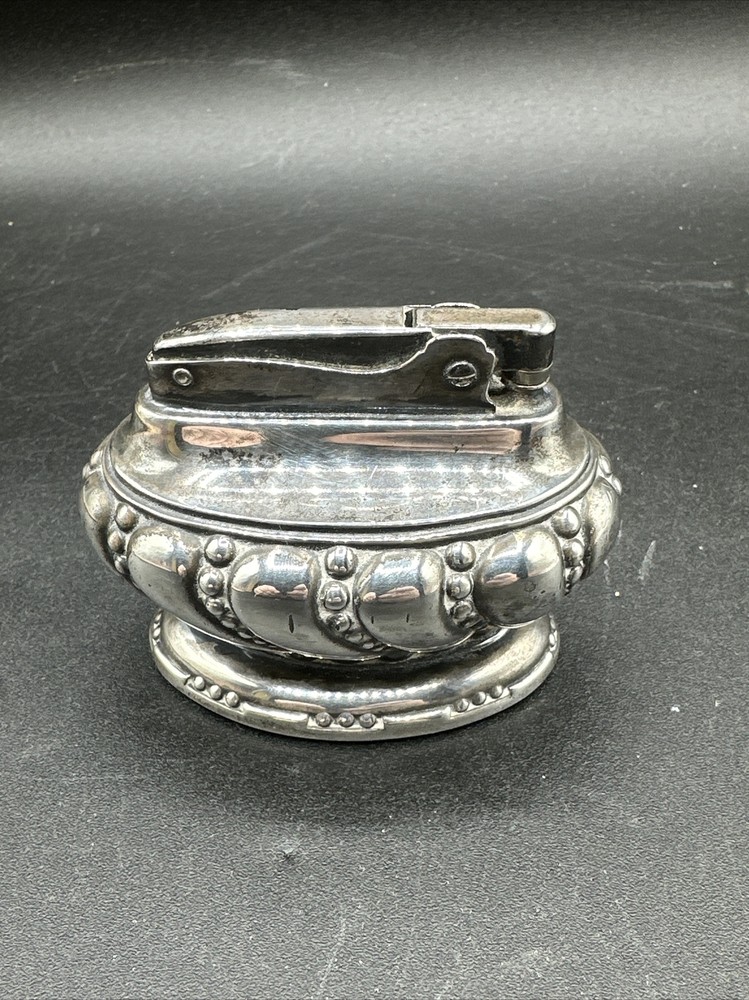 Vintage Silver Ronson Crown Table Lighter ~ Untested ~ Needs Cleaning