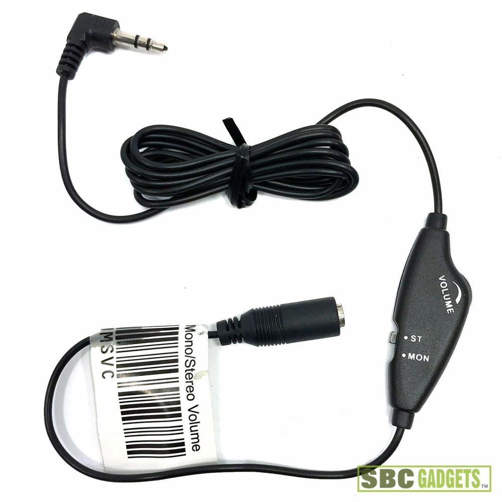 Mono Stereo Transcriber Headset Extender Cable with Volume Control (ECS-UMSVC)
