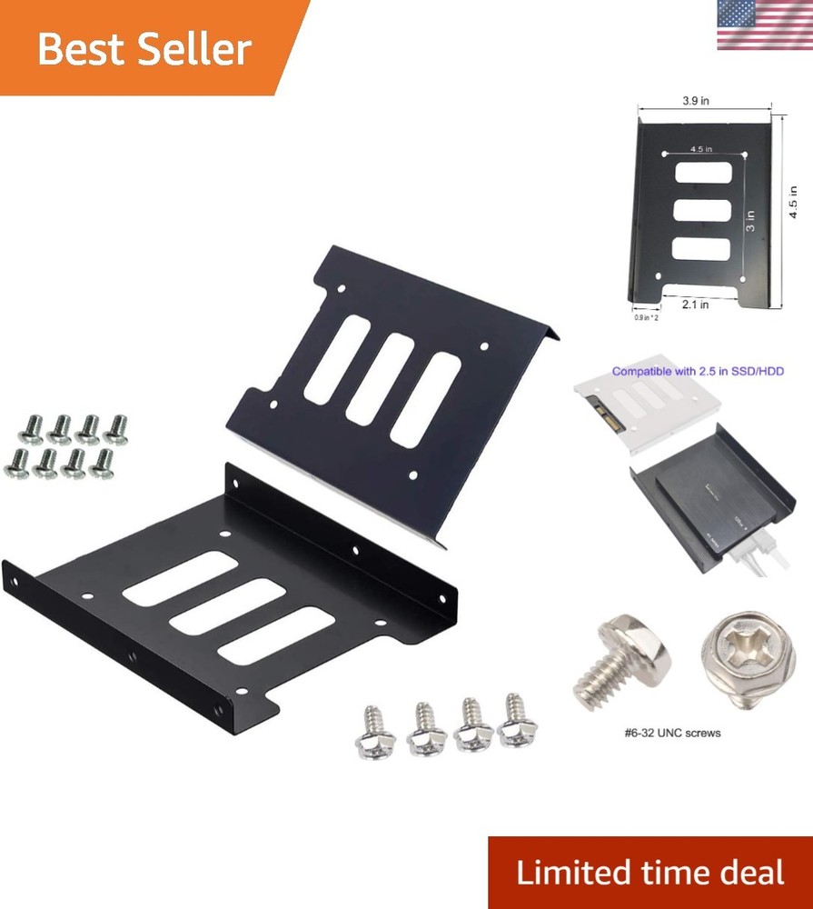 Compact Black 2.5 to 3.5 HDD Adapter Bracket Set for Personal Computers