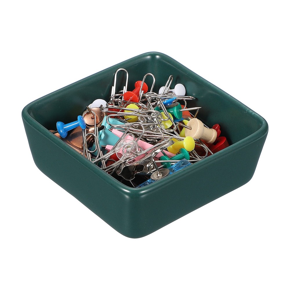 Square Paper Clip Holders, Dark Green