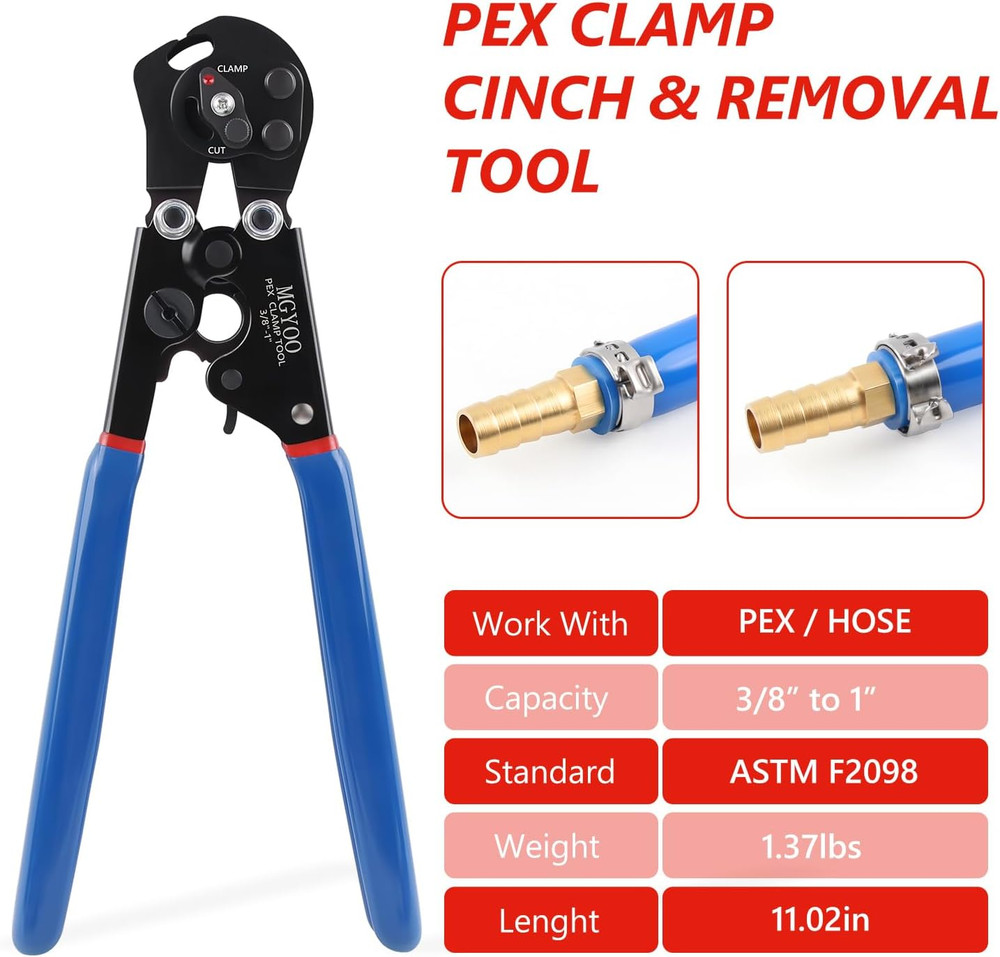 Pex Crimping Tool Cinch and Remove Dual-Function Pex Crimp Tool Ratchet Pex Pipe