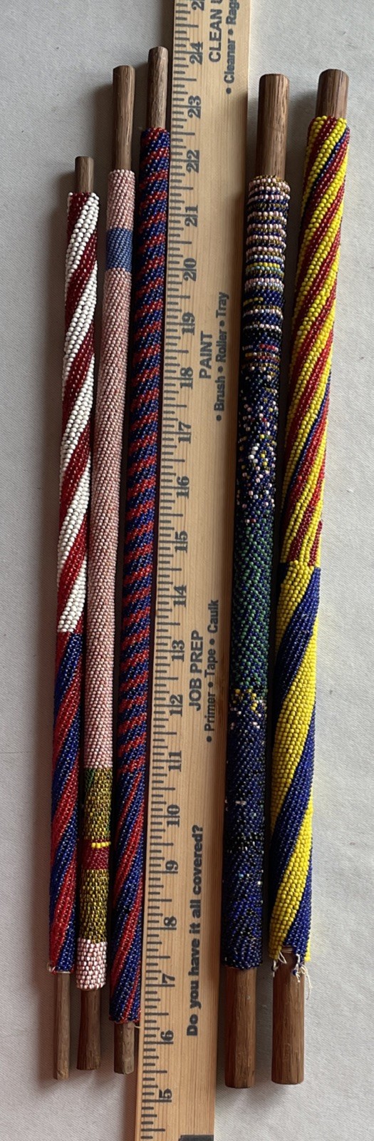 5-Vintage African Beaded Wooden War Club Throwing Stick Ceremony Spiritual Art